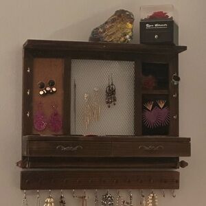 Wall-Mounted Jewelry Organizer in Dark Brown